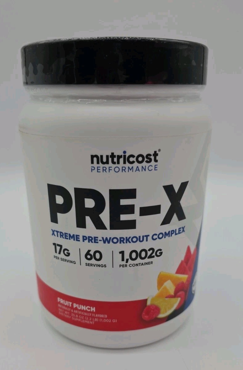 Nutricost Pre-X Xtreme Pre-Workout Complex Powder Fruit Punch 2.2lbs Exp 5/27