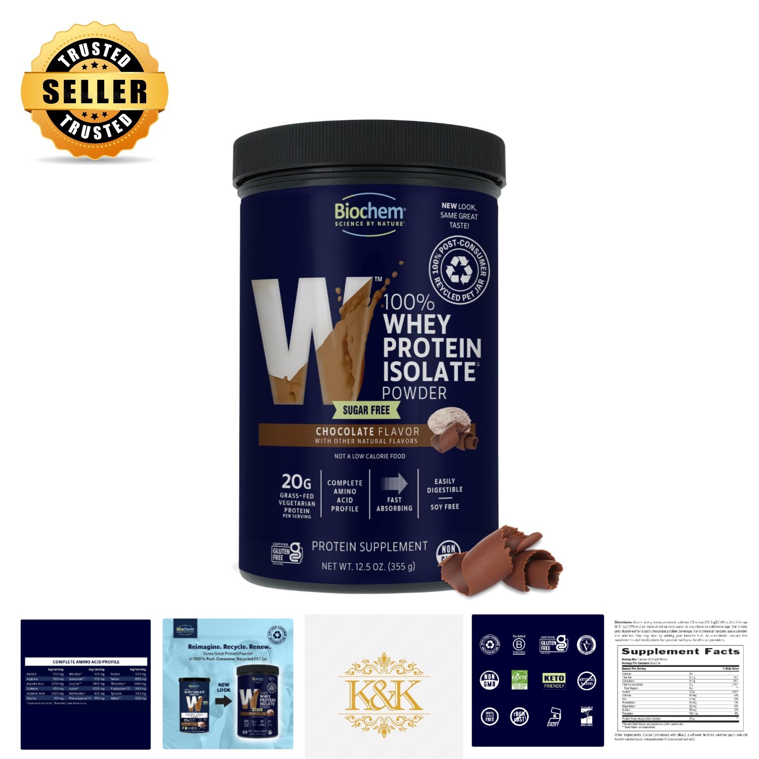 100% Whey Protein Powder – Delicious Sugar-Free Chocolate for Keto & Gluten-Free