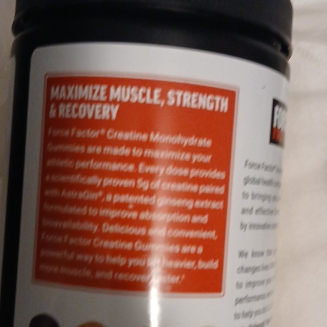 Force Factor Creatine Monohydrate Gummies Assorted Fruit 150 ct 5g