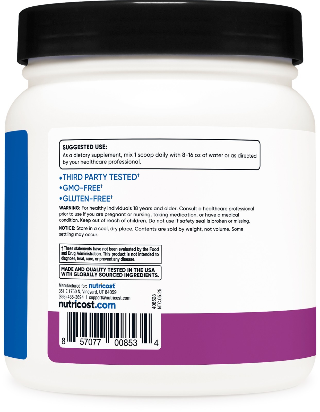 Nutricost BCAA 2:1:1 Powder (Grape) 60 Servings – 6G Per Serving