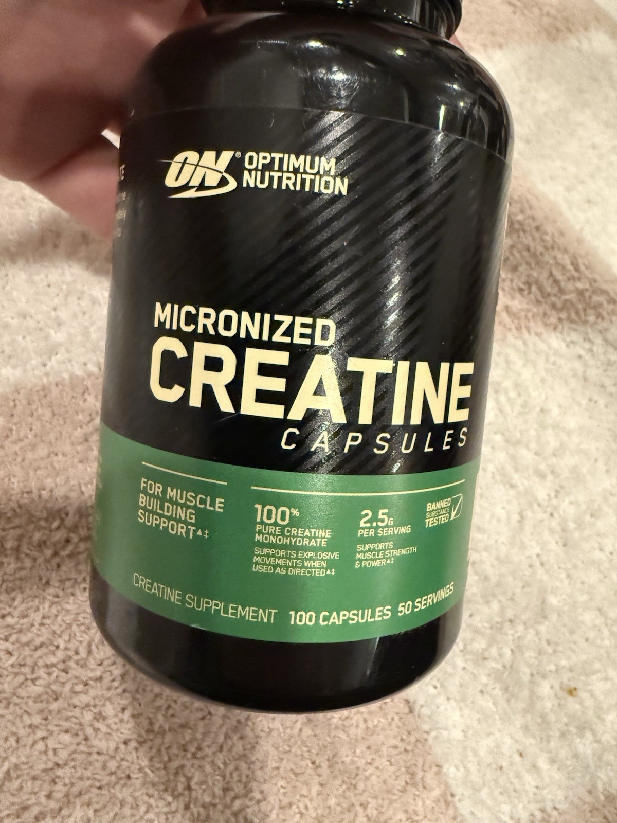 Optimum Nutrition Micronized Creatine Monohydrate Capsules 2.5 Grams per Serving