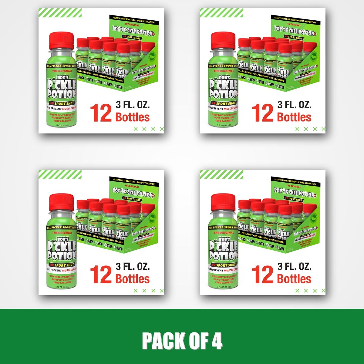 Pack of 4 – Bob’s Pickle Potion 3oz Sports Shot; 12pk