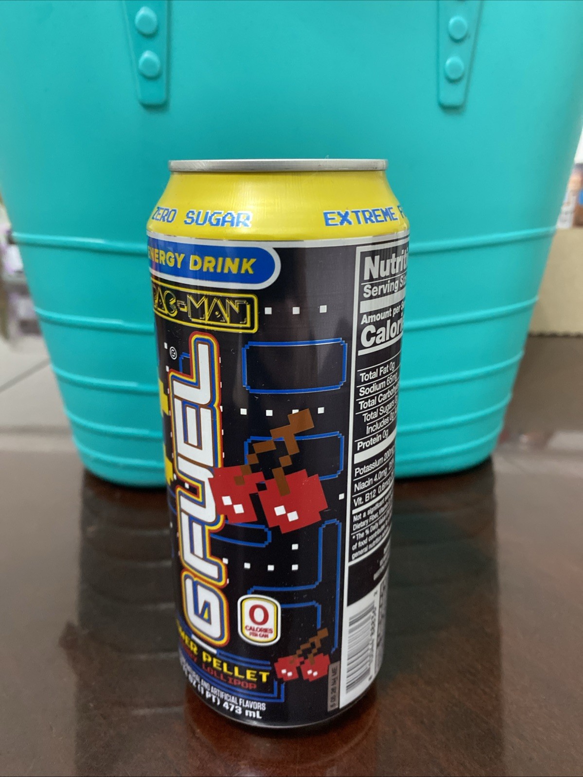 G-Fuel Pac Man Energy Drink Full Can 16 Fl Oz Cherry Lollipop Video Game Arcade