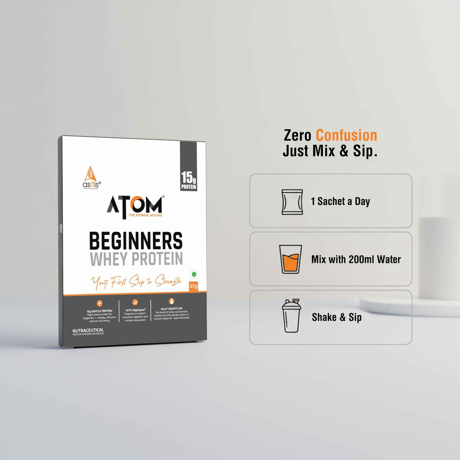 AS-IT-IS ATOM Beginners Whey 37g 15g Protein