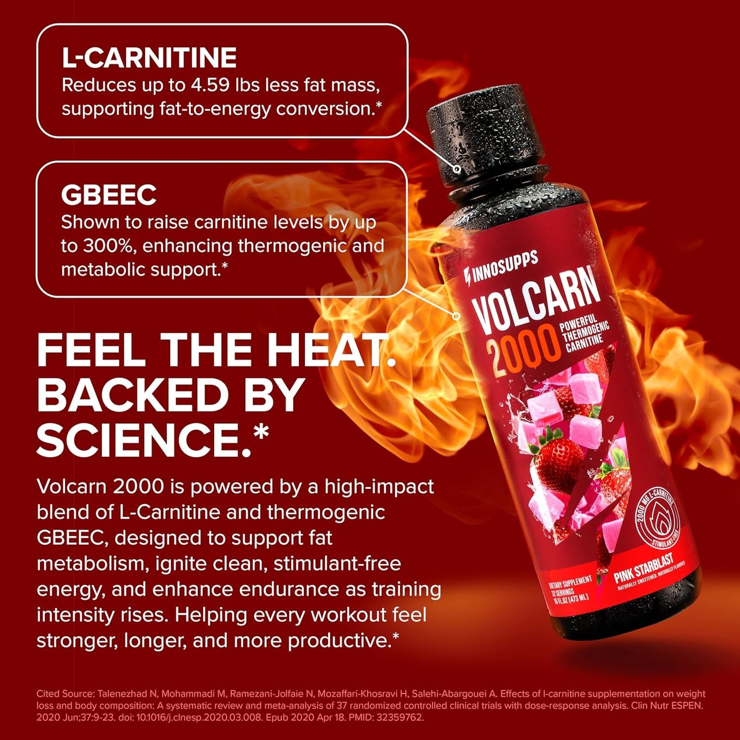 Caffeine-Free Advanced Energy Formula – Volcarn 2000 in Pink Starblast Flavor
