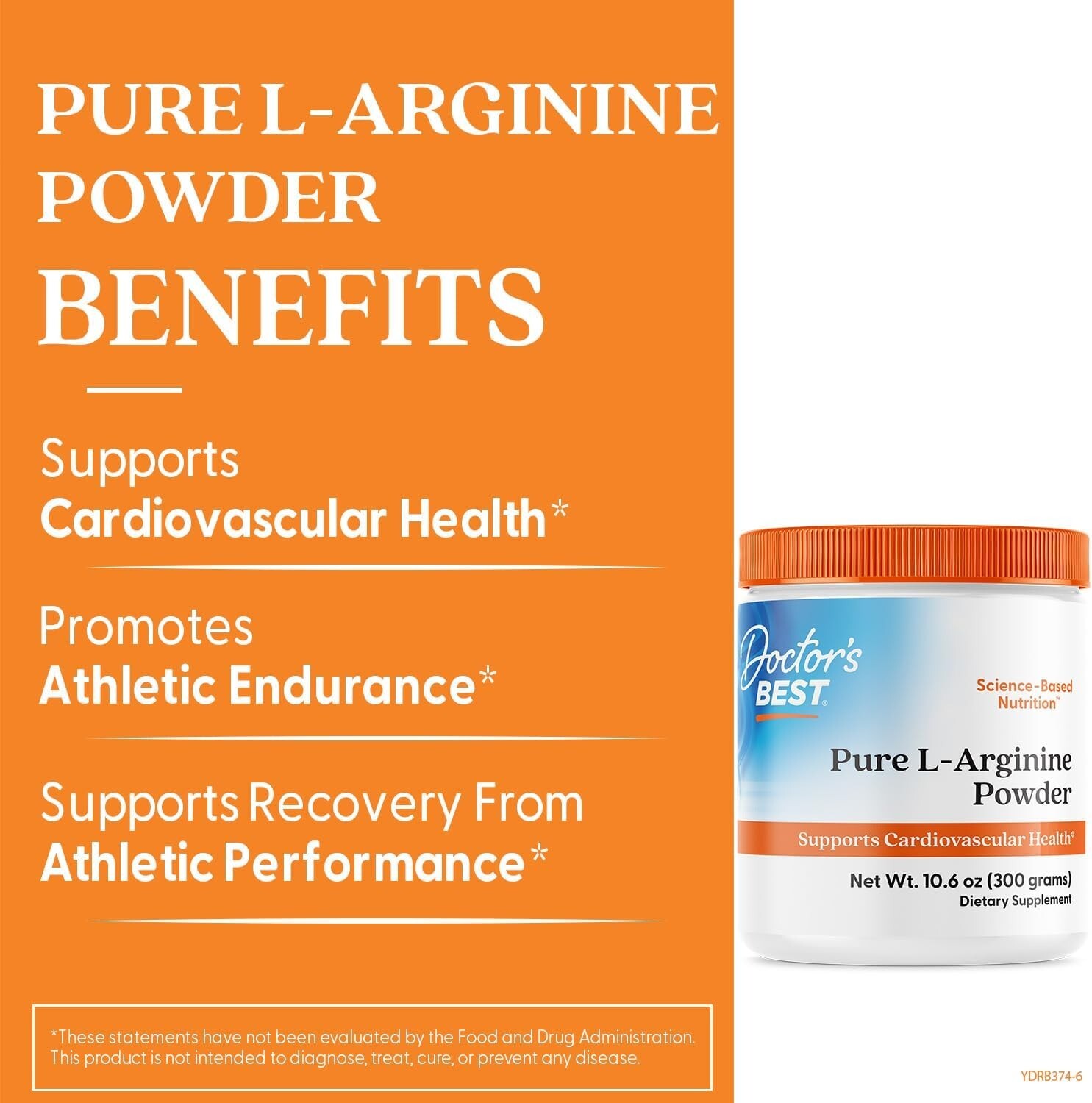 10.6 oz L-Arginine Powder by Doctors Best – Boost Heart Health & Endurance