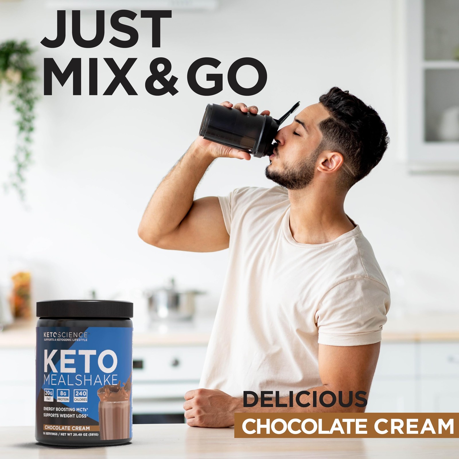 Keto Science Keto Shake Powder – Chocolate Meal Replacement with MCT Oil, Col…