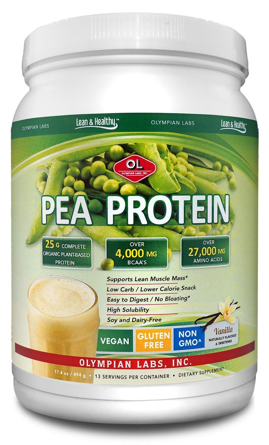 Olympian Labs Vanilla Pea Protein 494 Grams 13 Servings