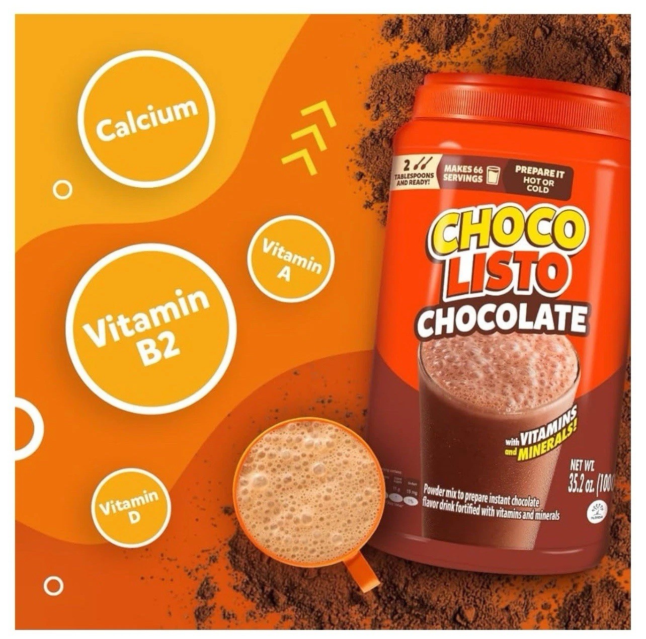 2 PK – Chocolisto🥛Chocolate 🍫 Beverage w/ Vitamins & Minerals 35.2 oz