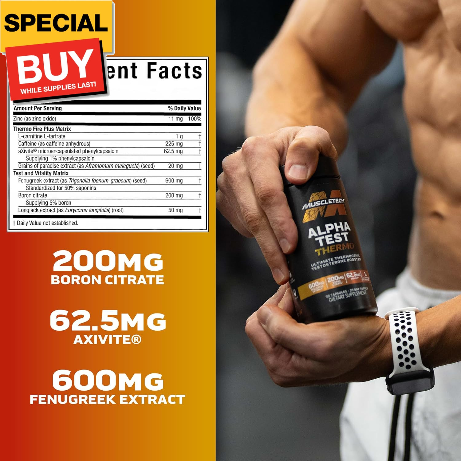 Thermogenic Testosterone Booster for Men, AlphaTest Thermo – T-Boost Mens Supple