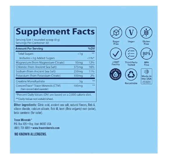 Creatine + Electrolytes Powder and Mineral Hydration Peak Performance. B6