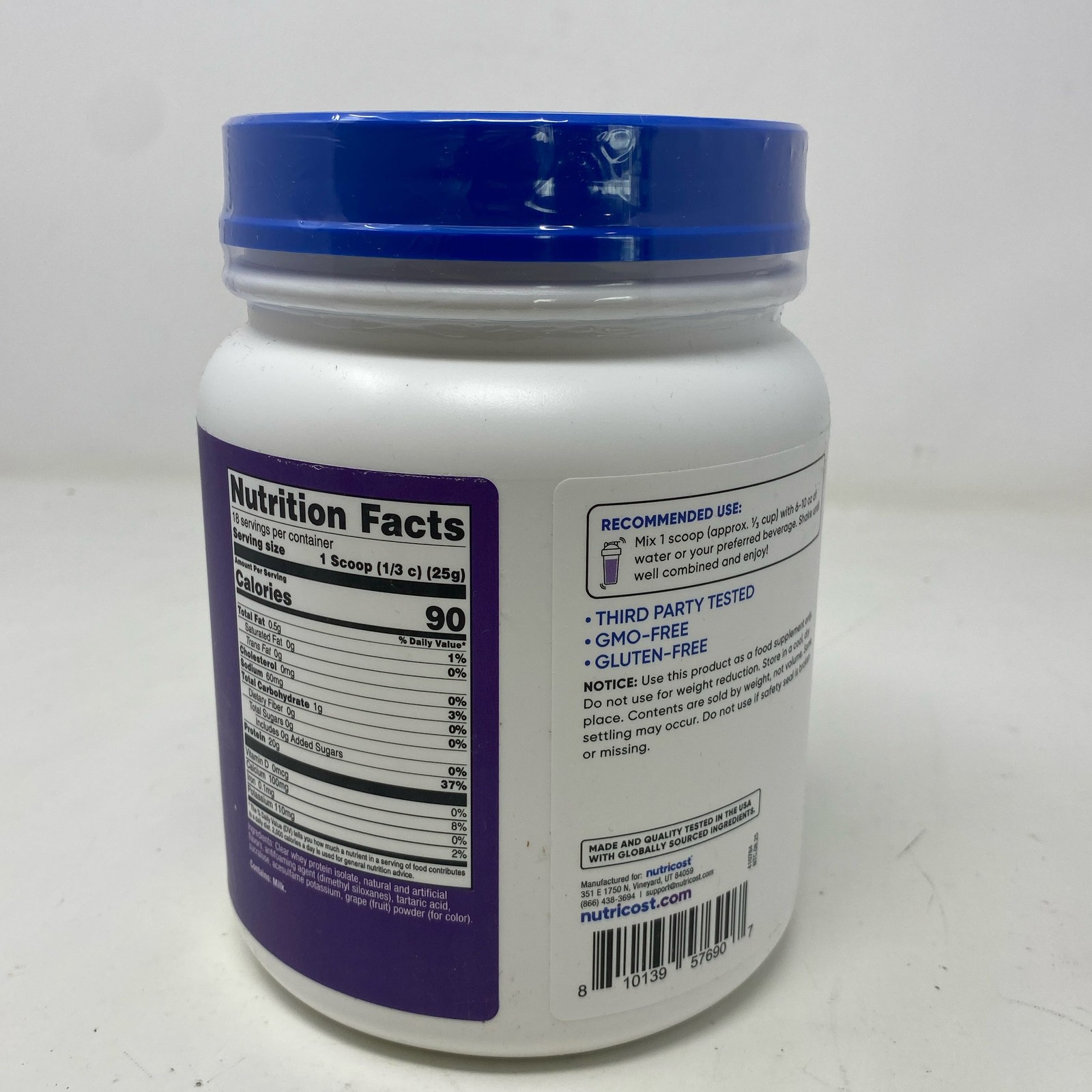 Nutricost Clear Whey Isolate 1 lb – Concord Grape (18 svgs)