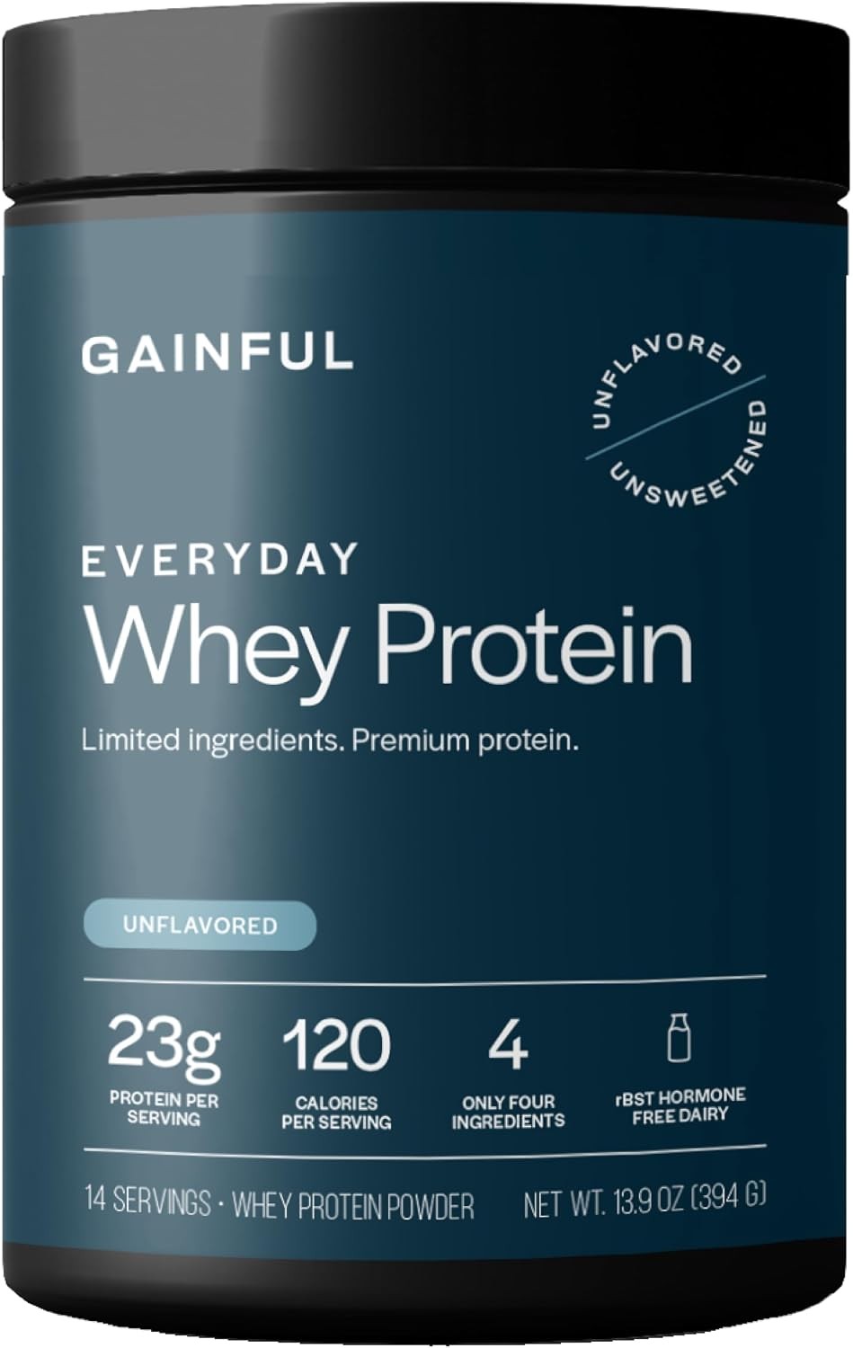 Gainful Everyday Whey Protein Powder, 23g Protein per Serving, Unflavored, Suppo