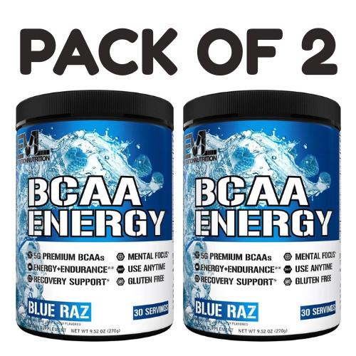 EVL BCAA Energy – Blue Raz Powder – 30 Servings – Pack of 2