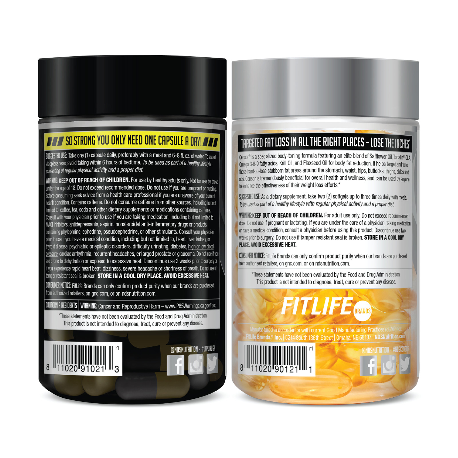 DUAL IMPACT STACK 2-in-1 Fat Loss – LipoRush XT 60 Capsules / CENSOR 90 Softgels
