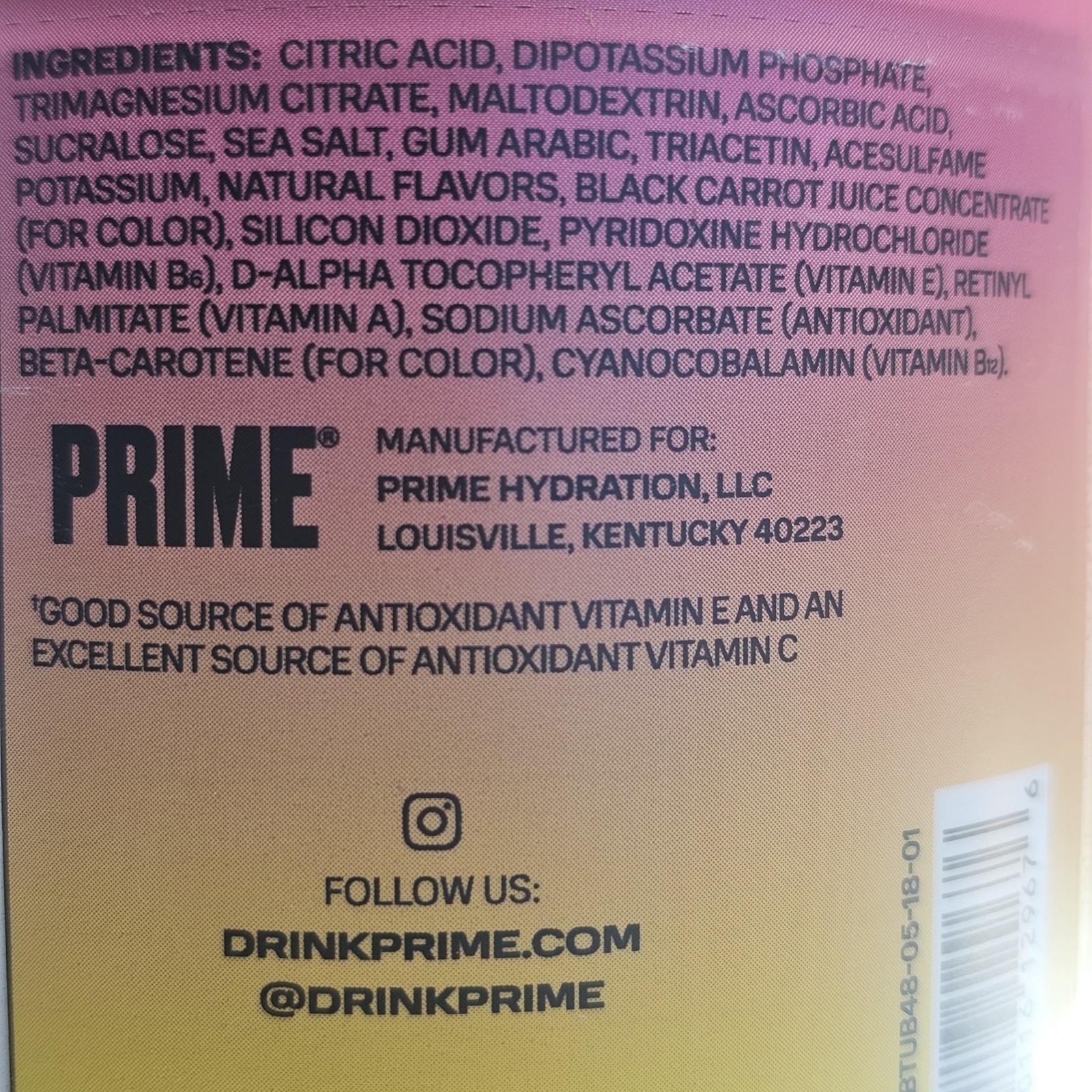 PRIME Hydration+ Powder Strawberry Banana 48 Servings Sealed Makes 6 Gallons