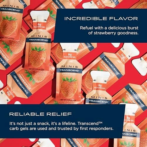 Mini Energy Gel Strawberry 24 Pack 0.6 Ounce Fast Acting Carb Boost Portable