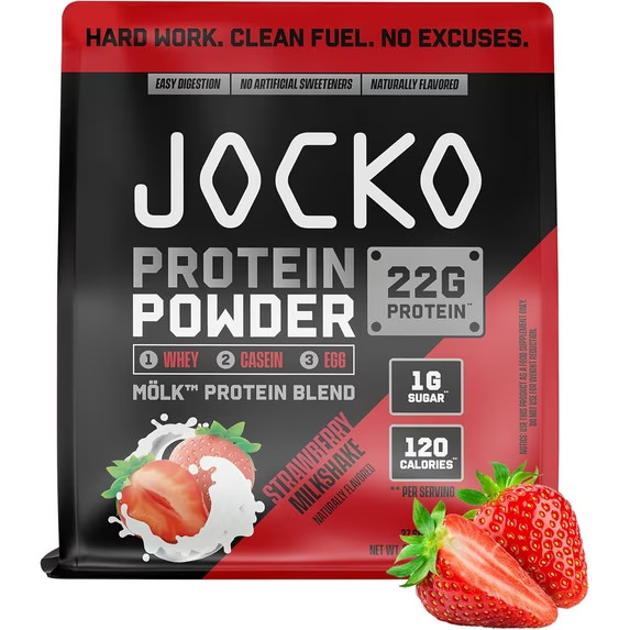 Jocko Mölk Strawberry Milkshake Whey Protein Powder 22g Protein 2 lb Bag