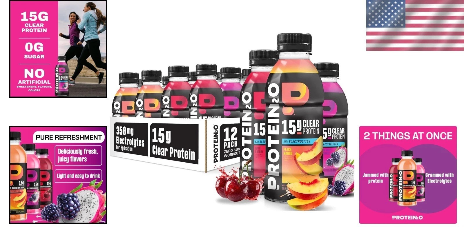 Nutritionally Enhanced Clear Protein Water – Great for Recovery, 12-Pack Variety