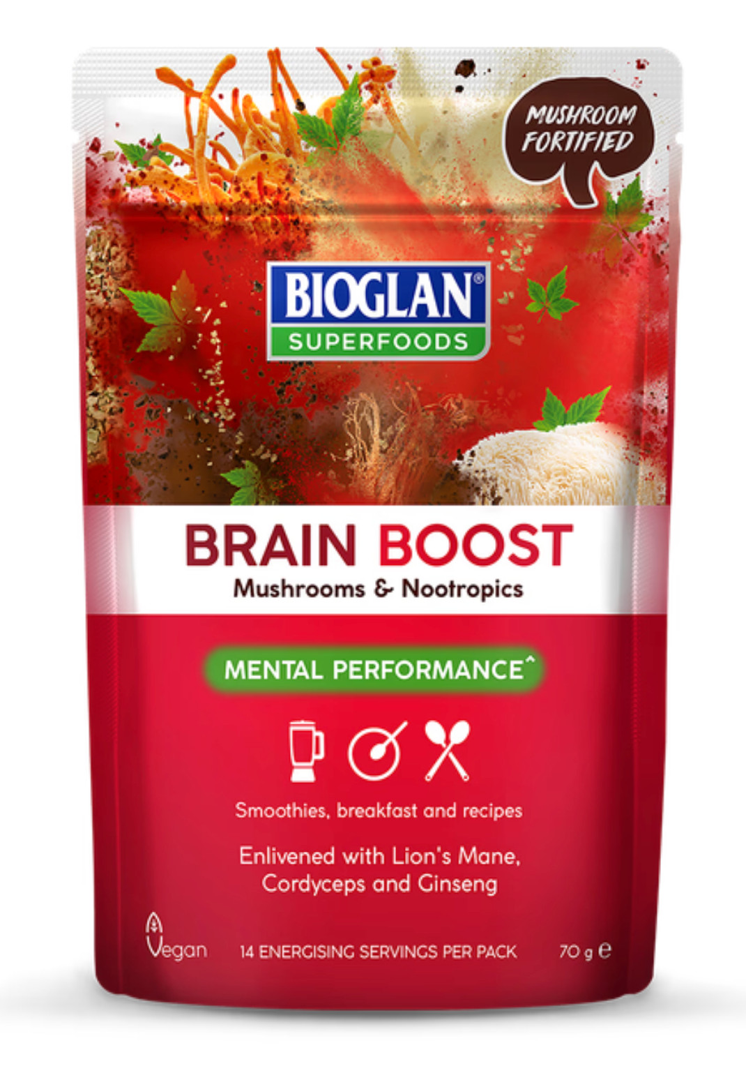 Bioglan Superfoods BRAIN BOOST Mushrooms + Nootropics Mental Health