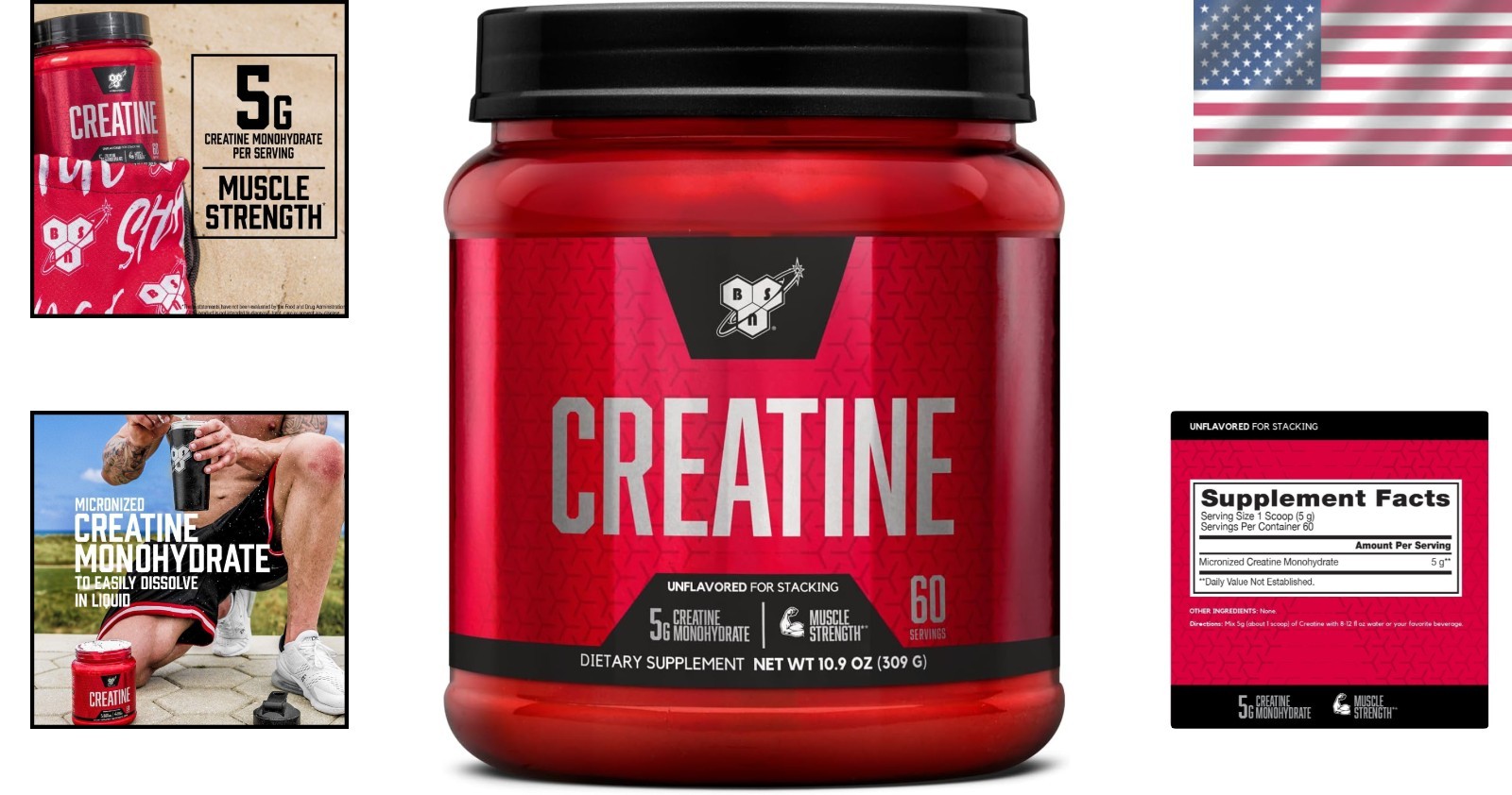 5g Micronized Creatine Monohydrate, Unflavored Powder, Ideal for Muscle Strength