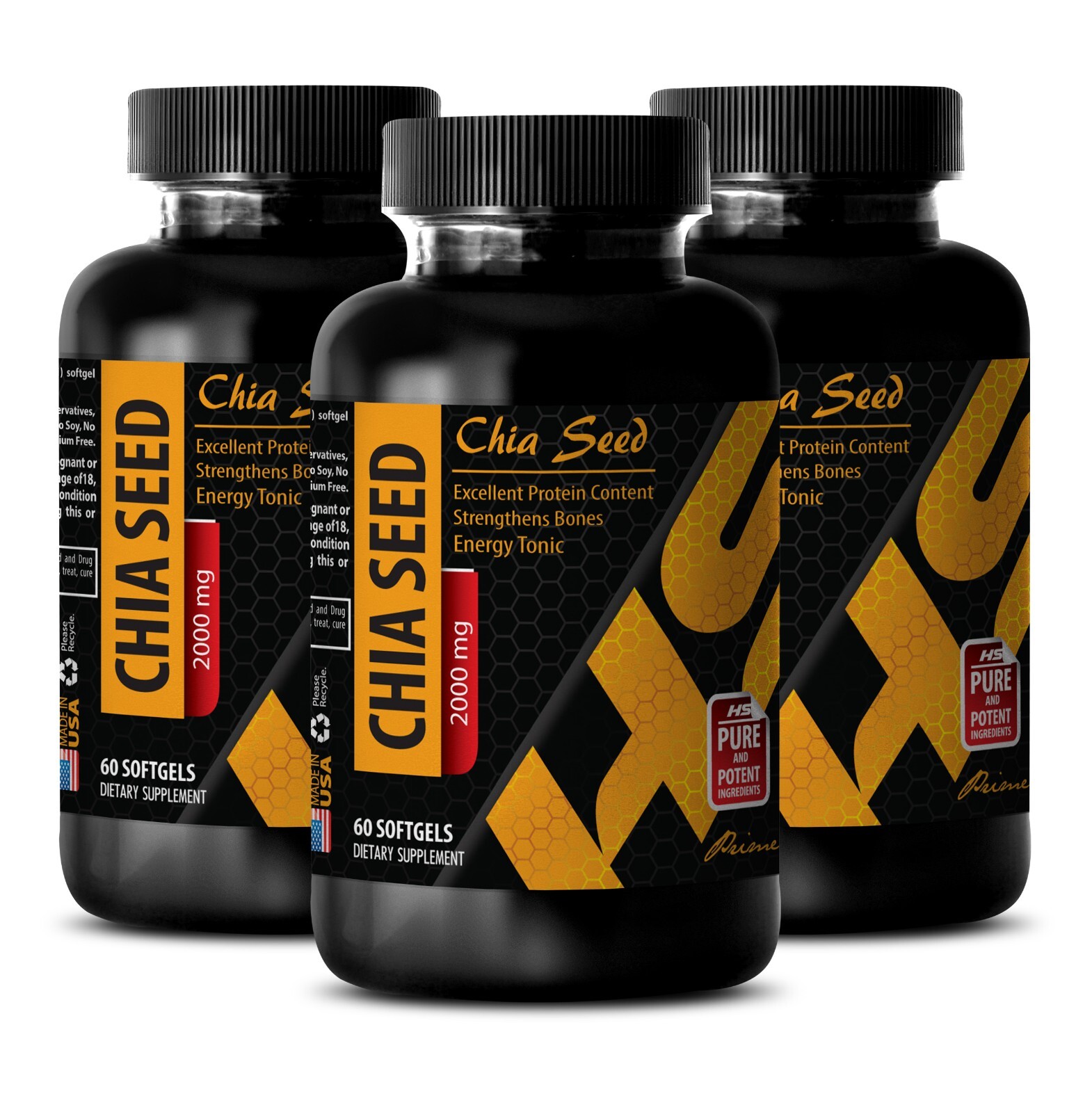 Whole-body nourishment – CHIA SEED OIL – Non-toxic oil 3 Bottles 180 Capsules