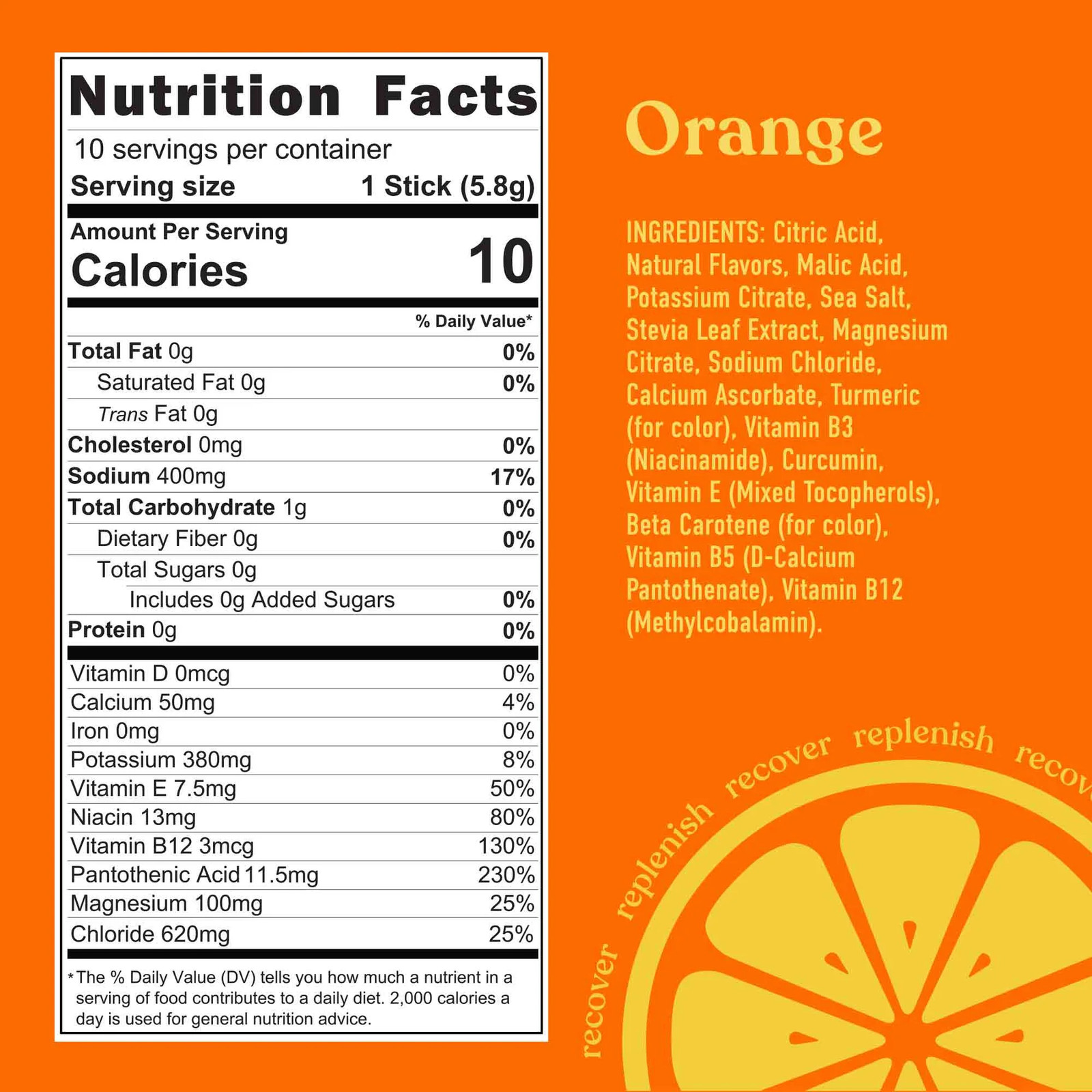 (Pack of 8) Pirq Hydration Orange Performance Beverage Electrolyte 10 Pack