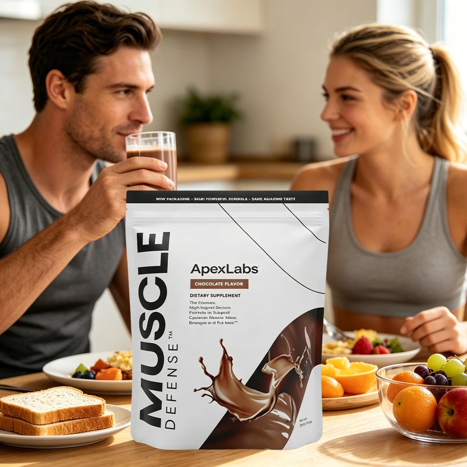 APEX LABS MUSCLE DEFENSE CHOCOLATE FLAVOR – 8.57 OZ – EXP 02/27 – NEW PACKING