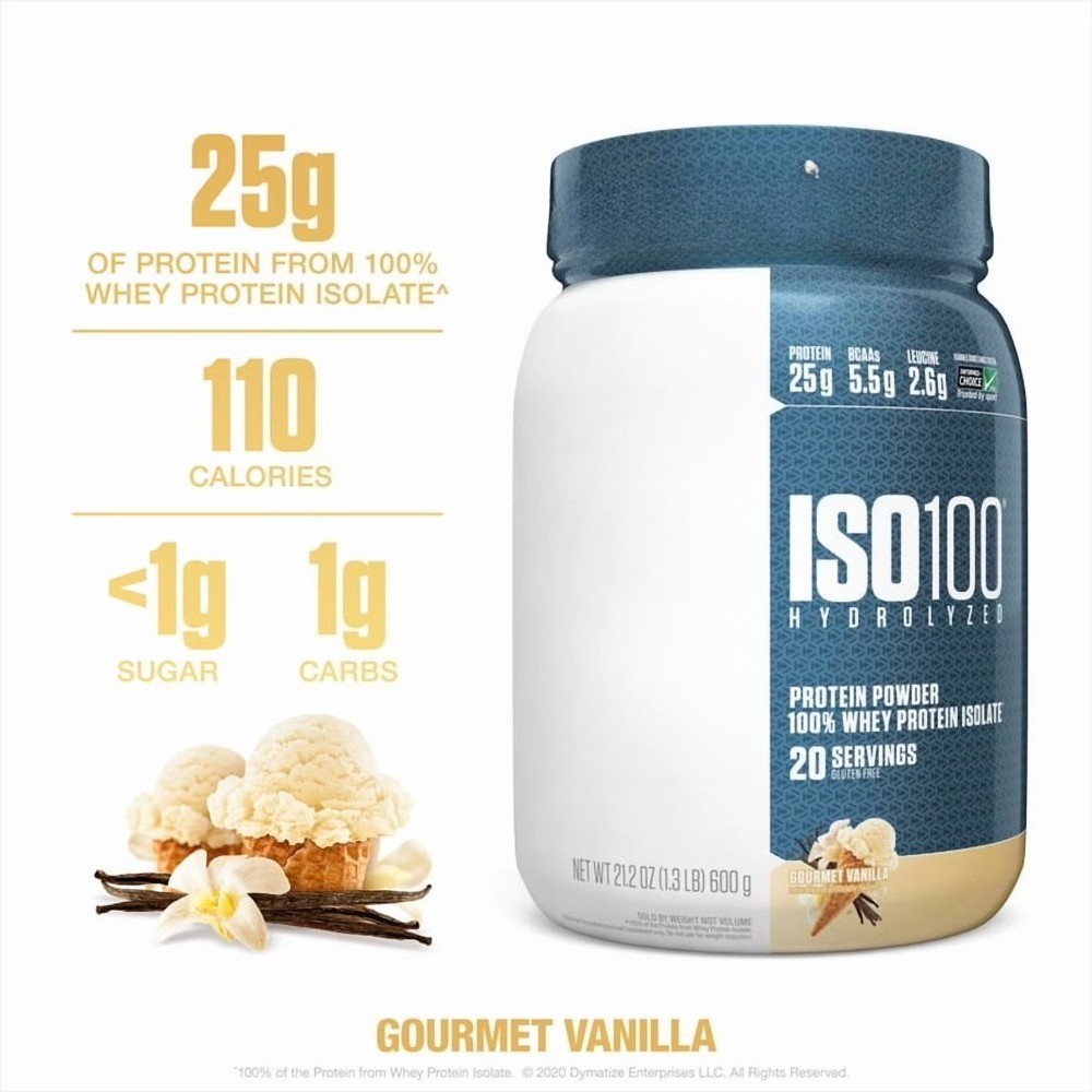 ISO100 Hydrolyzed Whey Isolate Protein Powder, Gourmet Vanilla, 20 Servings