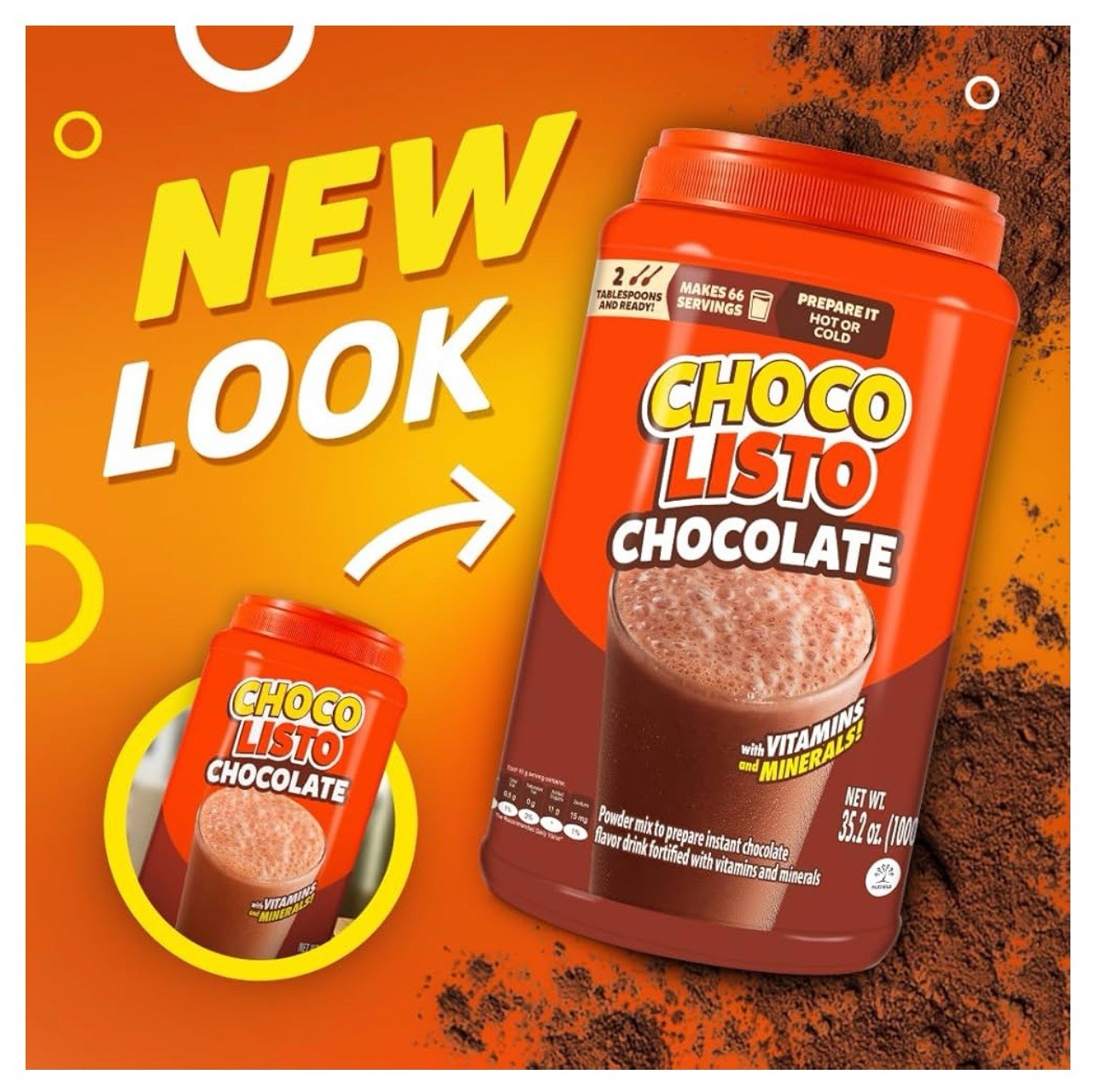 Chocolisto Instant Chocolate Drink, Beverage with Vitamins and Minerals 35.2 oz