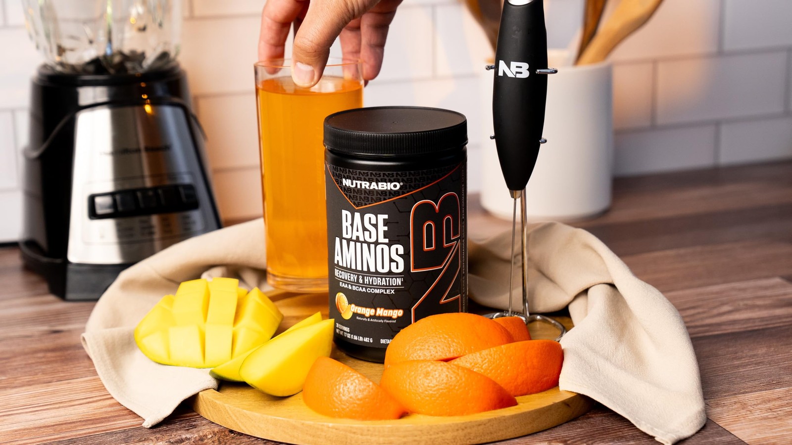 NutraBio Base Aminos EAA BCAA Powder 10g 30 Servings Orange Mango