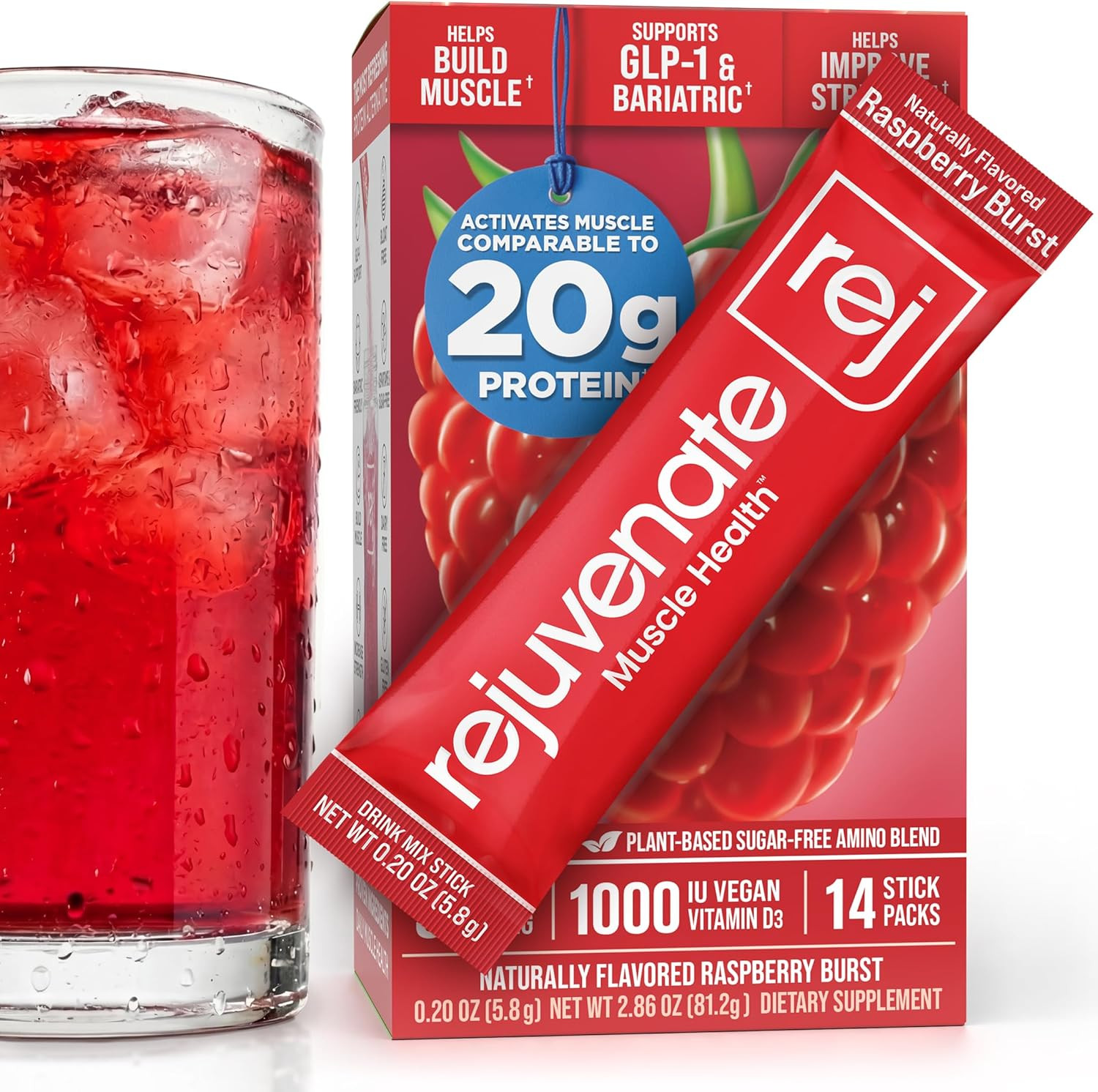 Rejuvenate Perfect Amino Acid Blend, 1 Stick = 20g Whey Protein, 5 Calories, Veg