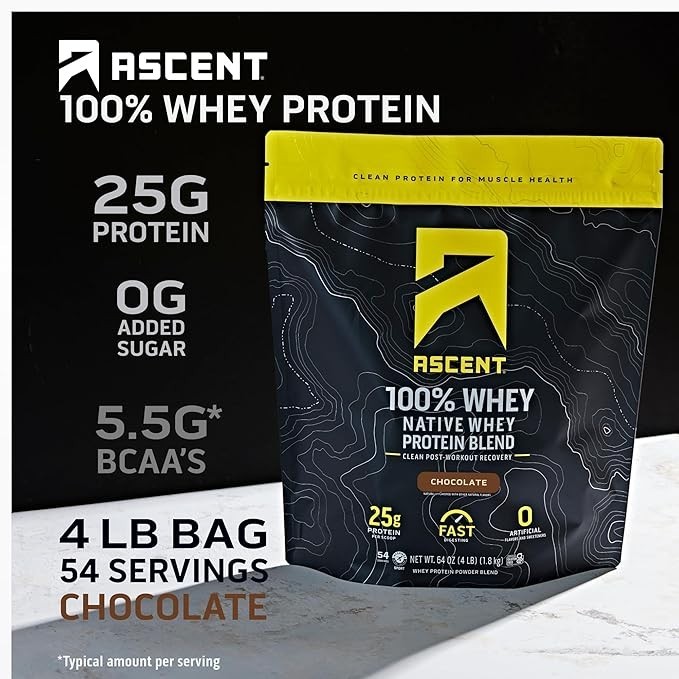 Ascent Native Fuel 100% Whey Protein Chocolate (4) 1lb 25g Gluten Free Exp 1/27