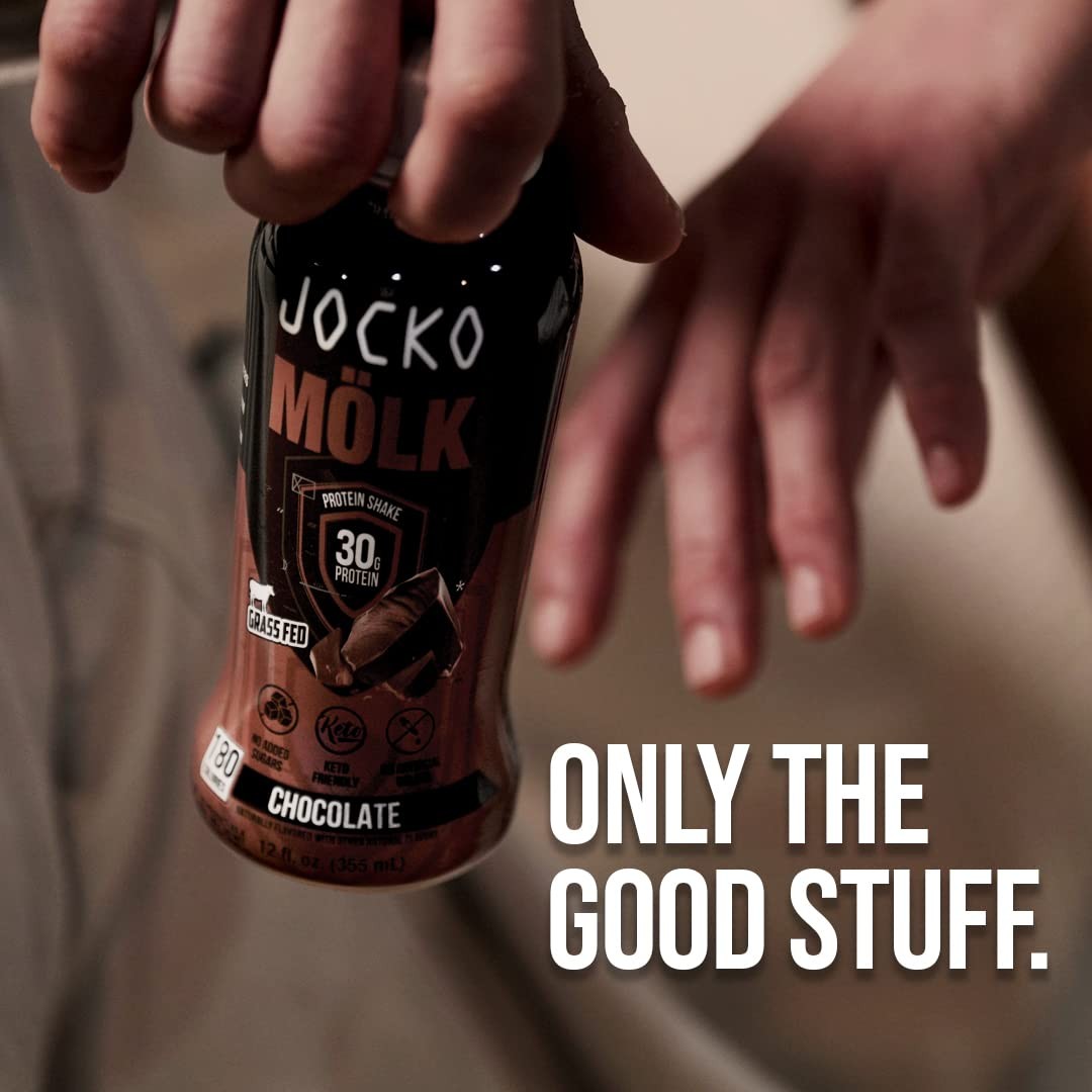 Jocko Mölk 30g Grass Fed Protein Shakes – No Added 12 Fl Oz (Pack of 12)