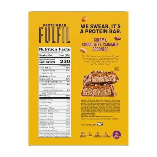 Fulfil Protein Bars Chocolate Peanut Caramel Flavored Gluten 20G Protein Pantry