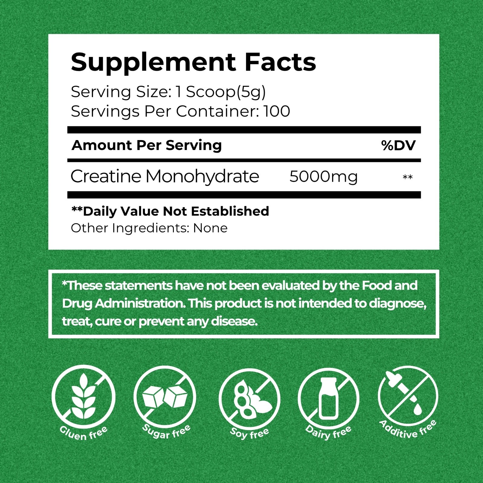 Creatine Monohydrate Powder 5000mg – 5 Grams Per Serving