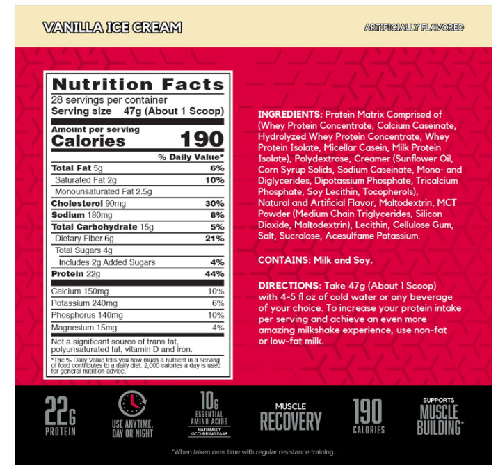 BSN Syntha-6 Protein Powder Vanilla Ice Cream 28 Servings 2.91 lb Protein