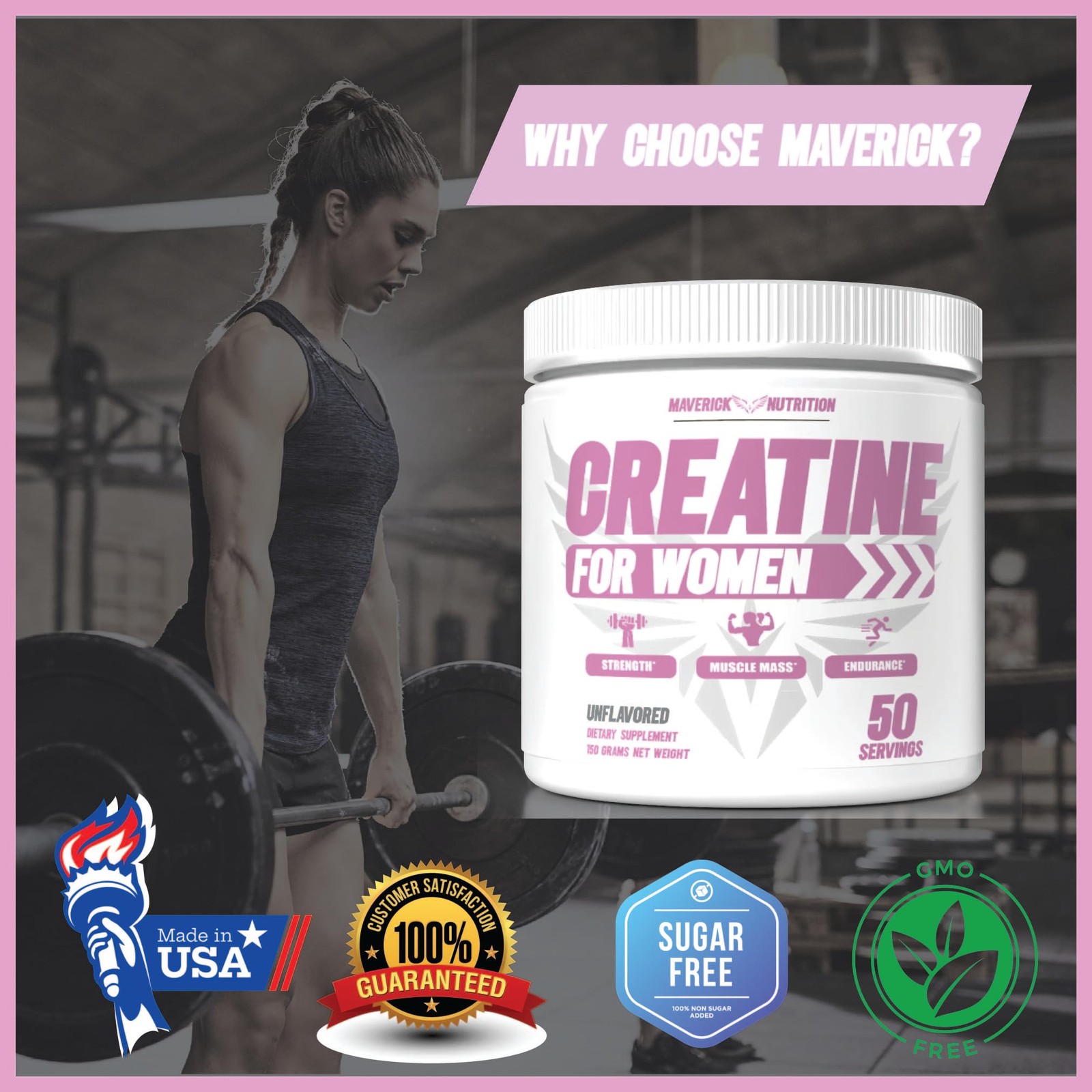 Monohidrato De Creatina Polvo Para Crecimiento Recuperacion Muscular De Mujeres