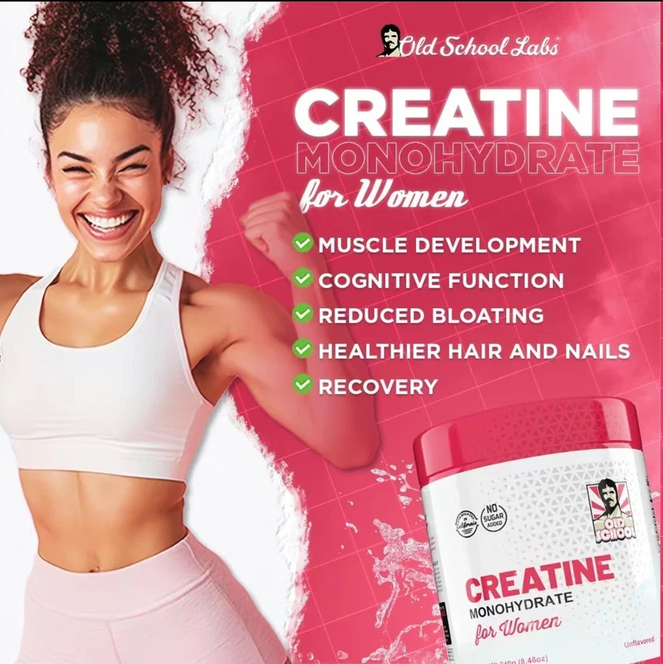Old School Labs® Creatine Monohydrate to Support Women – 240g (30 Servings).