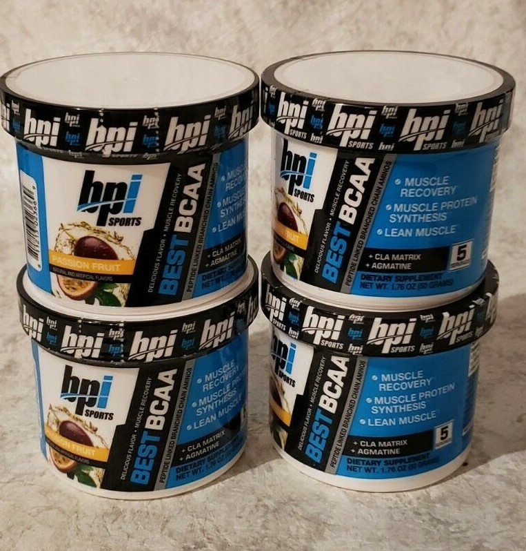 Qty 4 – BPI BEST BCAA – PASSION FRUIT – 5 Servings EACH JAR – 20 Total – 8/2025