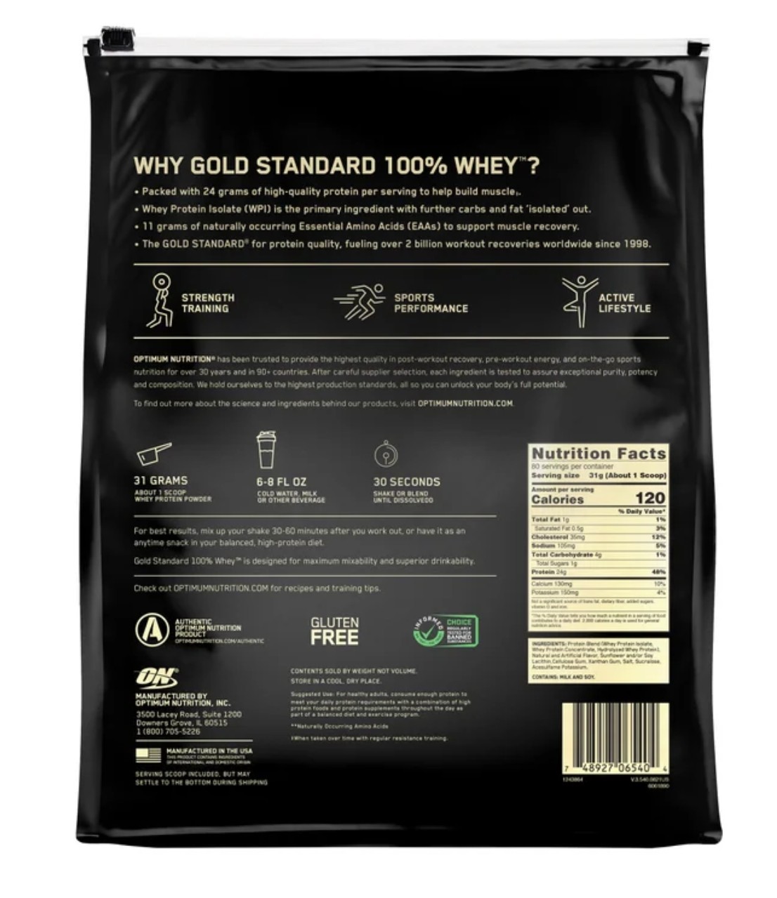 Optimum Nutrition Gold Standard 100% Whey Protein, 80 Servings (Pack of ONE)