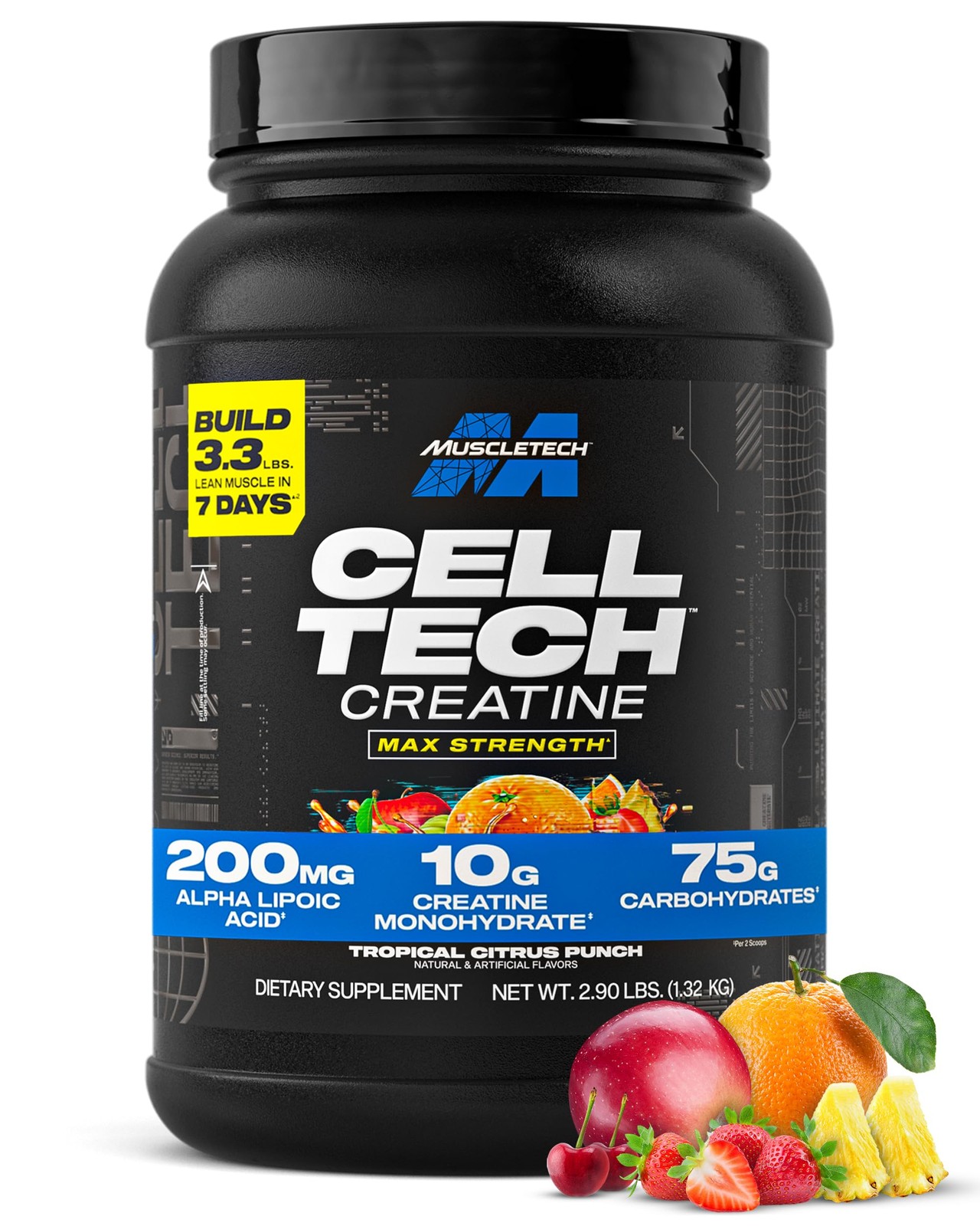 MuscleTech Creatine Monohydrate 3 Pound (Pack of 1), Tropical Citrus Punch