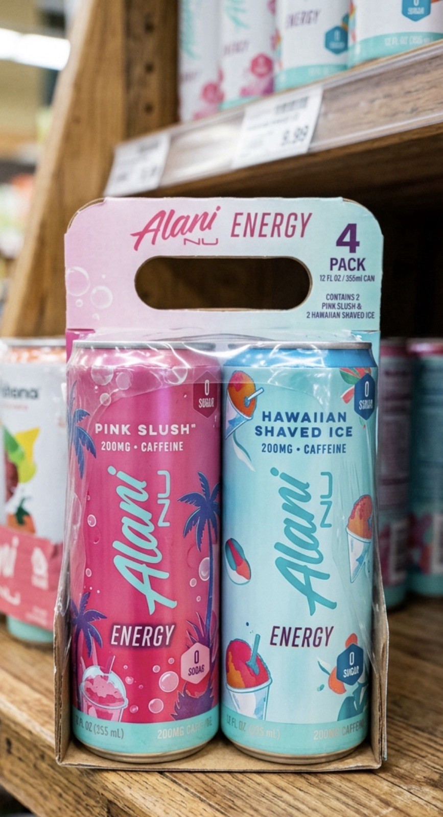 Alani Nu Energy Drink 0g Sugar Pink Slush Hawaiian Shaved Ice 4-Pack 🍧