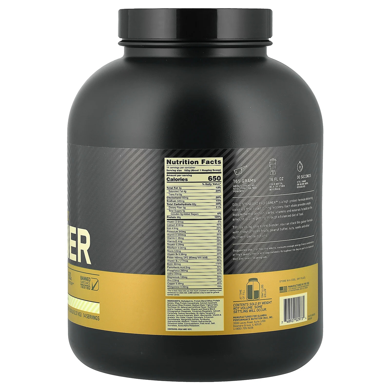 Gold Standard® Pro Gainer, Vanilla Custard, 5.09 lbs (2.31 kg)