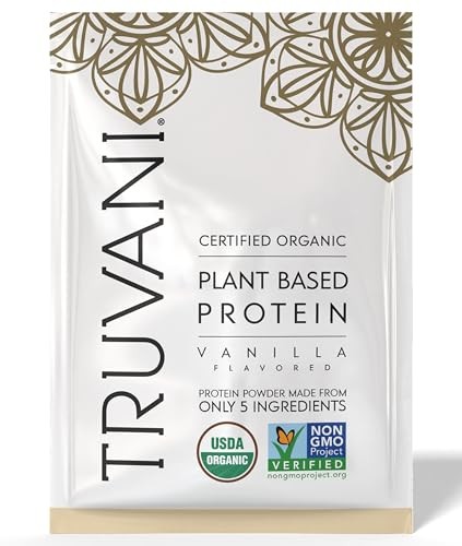 Truvani Organic Vanilla Protein Powder 10 Pack, 10.20 Ounce