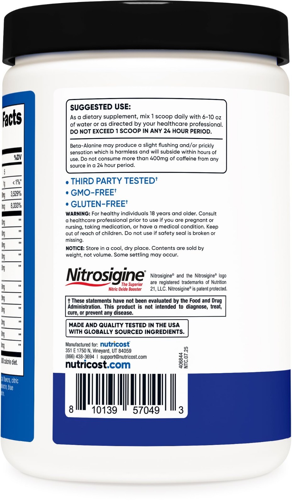Pre-Workout Complex with Creatine Powder – Blue Raspberry Flavor, 30 Servings, B