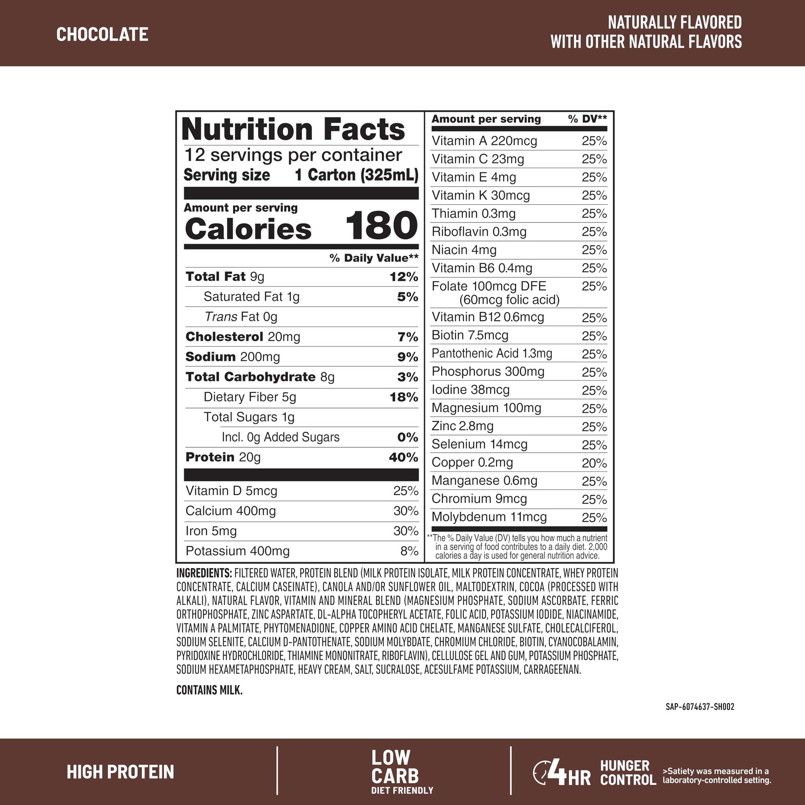 Slimfast Protein Shake Chocolate- 20G Protein Meal Replacement Shake Ready To