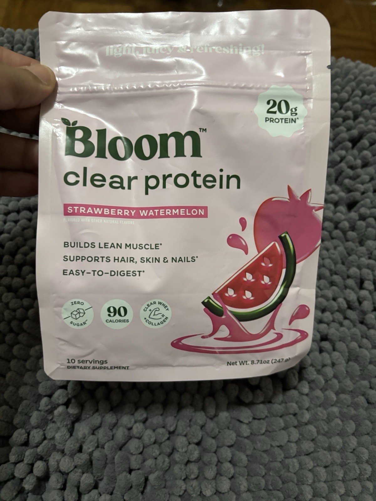 Bloom Clear Whey Protein Isolate Powder Strawberry Watermelon 20g 8.71oz
