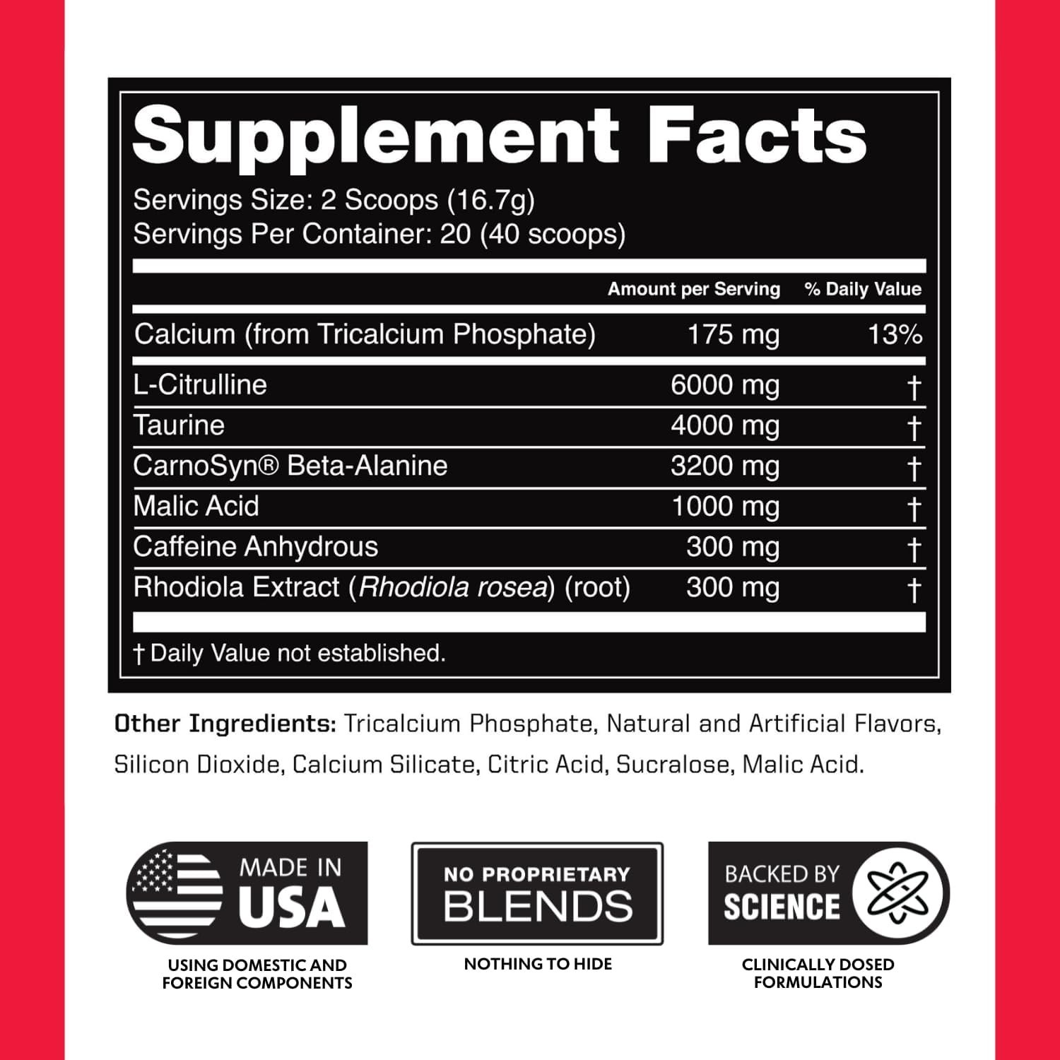 Nootropic Pre-Workout Powder – , Sugar-Free, Rocket Pop Flavor, 11.7 oz