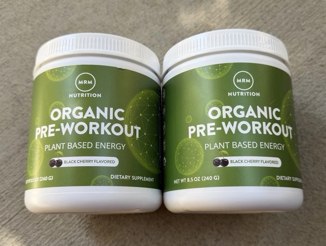 (2) MRM Nutrition Organic Pre-Workout, Black Cherry, 8.5 oz (240 g) EA -EXP 1/28